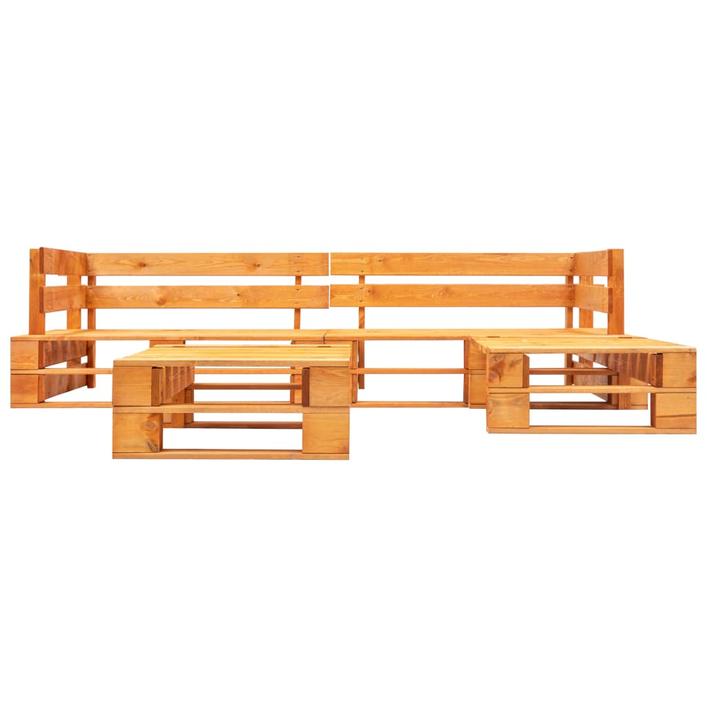 Set Divani da Giardino su Pallet 4 pz Marrone ambra in Legno