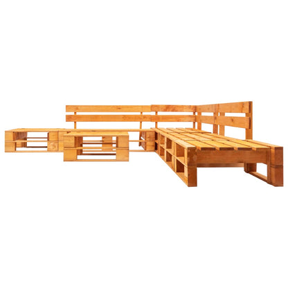 Set Divani da Giardino su Pallet 6 pz Marrone ambra in Legno