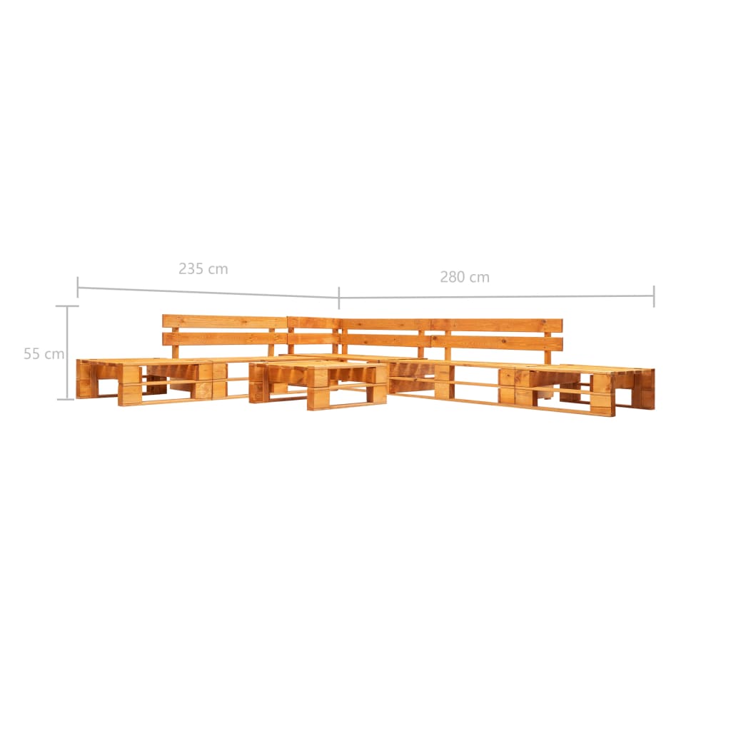 Set Divani da Giardino su Pallet 6 pz Marrone ambra in Legno