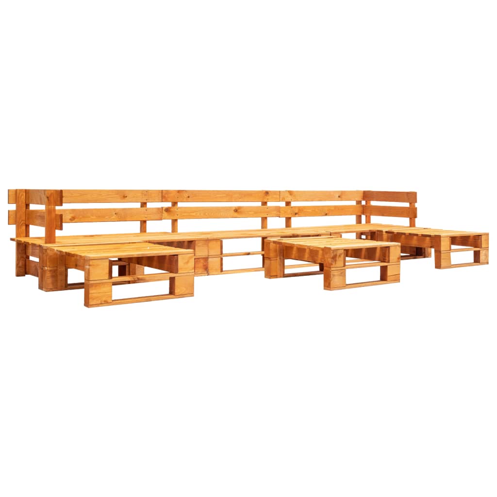 Set Divani da Giardino su Pallet 6 pz Marrone ambra in Legno