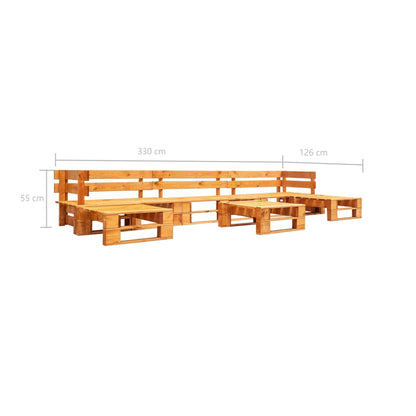 Set Divani da Giardino su Pallet 6 pz Marrone ambra in Legno