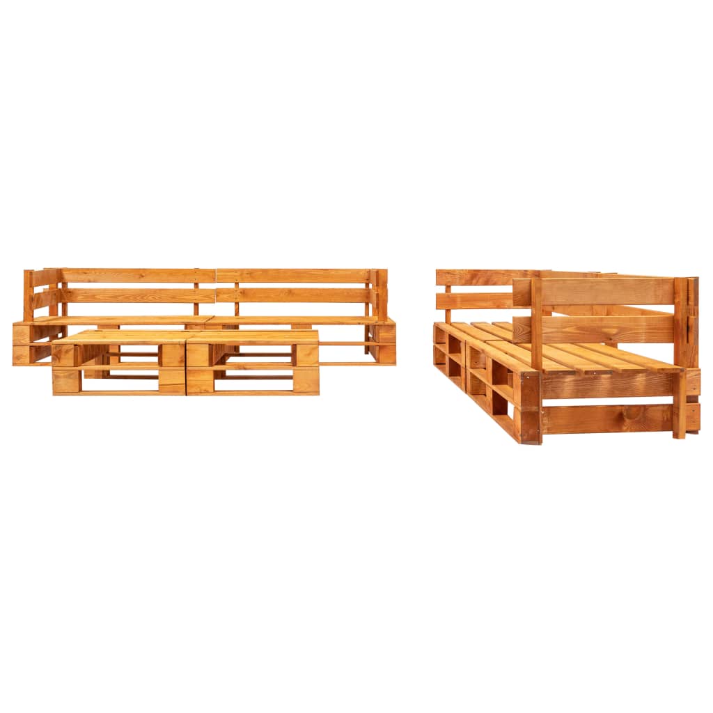 Set Divani da Giardino su Pallet 6 pz Marrone ambra in Legno
