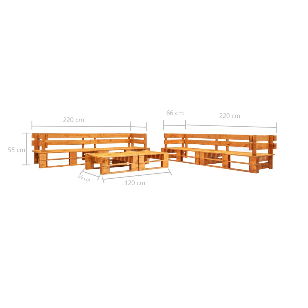 Set Divani da Giardino su Pallet 6 pz Marrone ambra in Legno