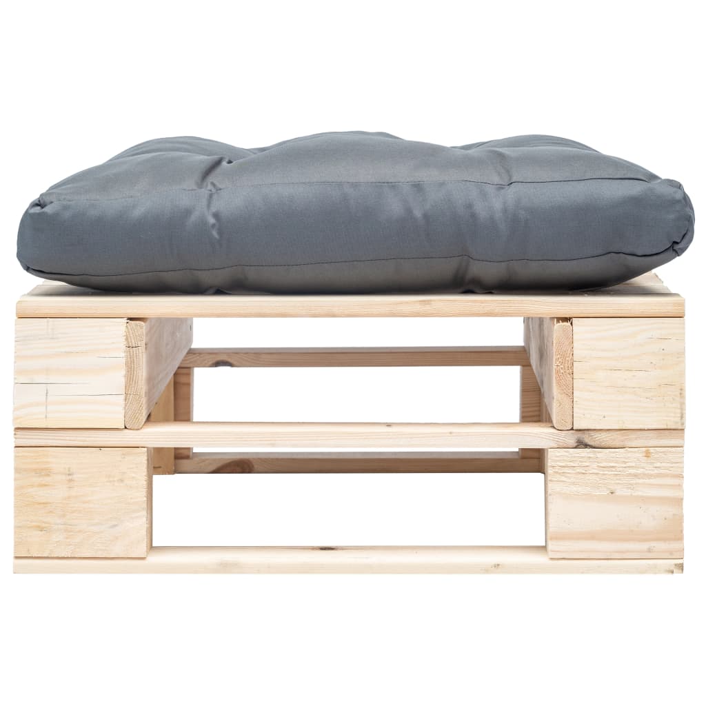 Ottomana Pallet da Giardino con Cuscino Grigio Legno Naturale