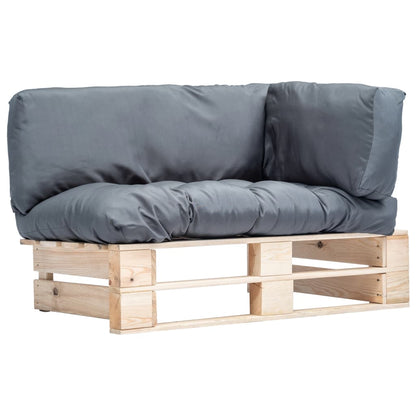 Divano da Giardino a Pallet con Cuscini Grigi in Legno di Pino
