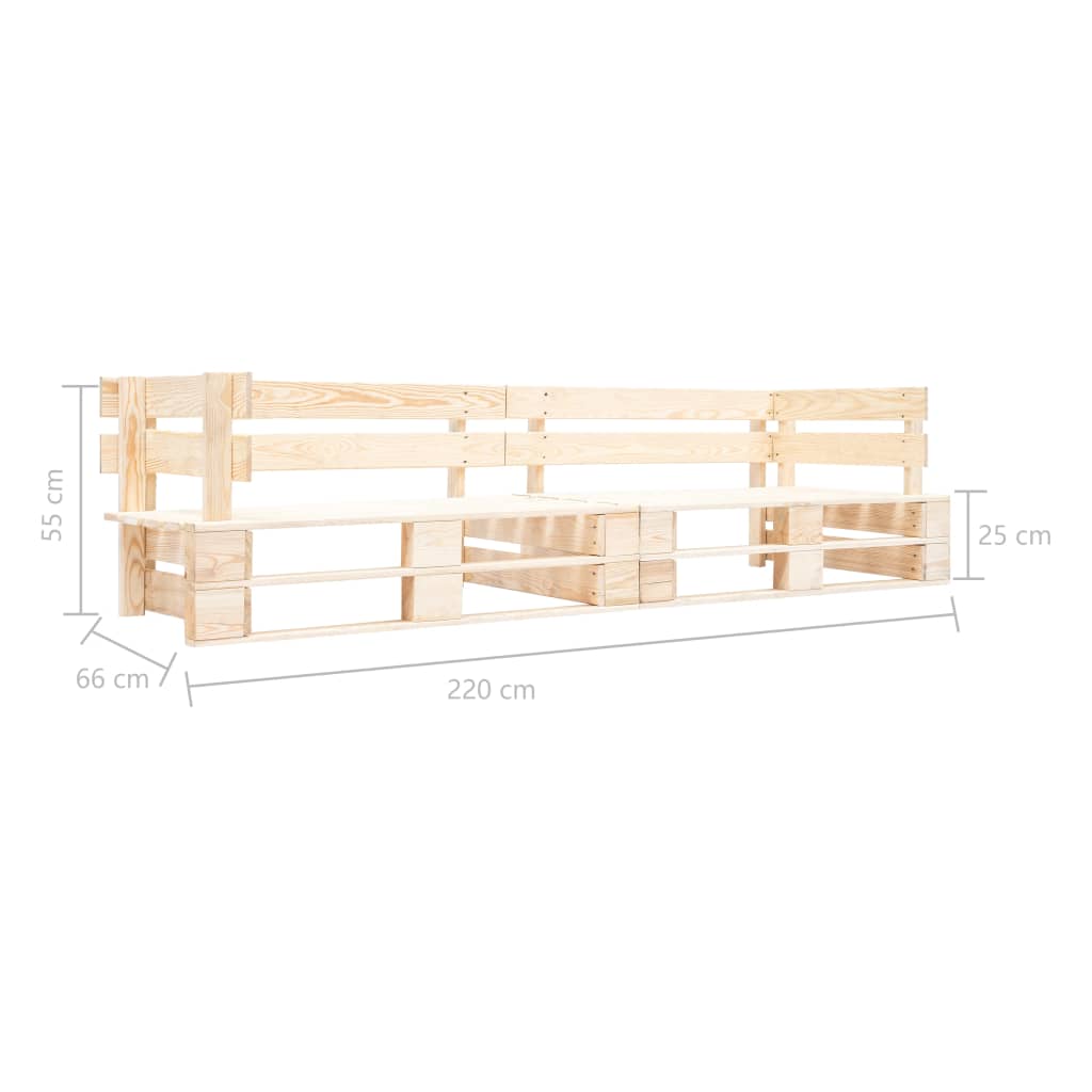 Divano da Giardino a 2 Posti su Pallet Naturale in Legno