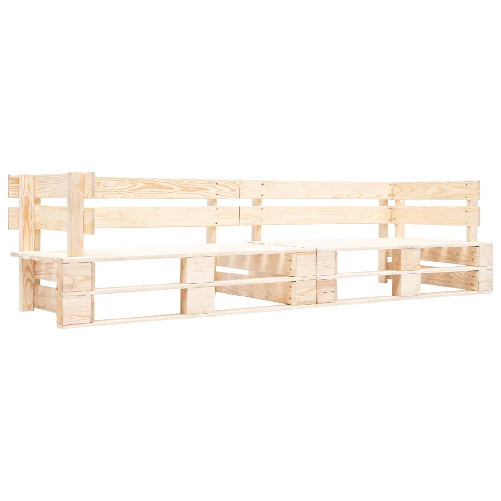 Set Divani Giardino Pallet 2pz con Cuscini Sabbia Legno di Pino
