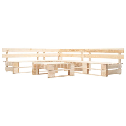 Set Divani da Giardino Pallet 4 pz con Cuscini Grigi in Legno