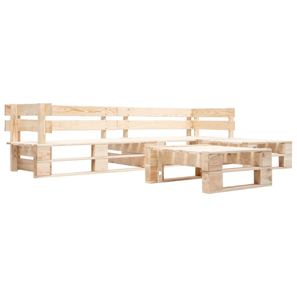 Set Divani da Giardino con Pallet 4 pz Naturale in Legno