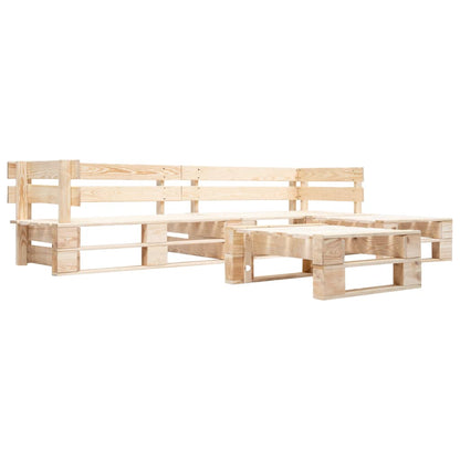 Divani da Giardino su Pallet 4 pz Cuscini Grigi in Legno