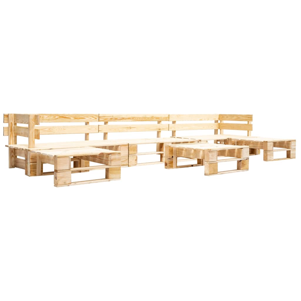 Set Divani da Giardino Pallet 6 pz con Cuscini Rossi in Legno