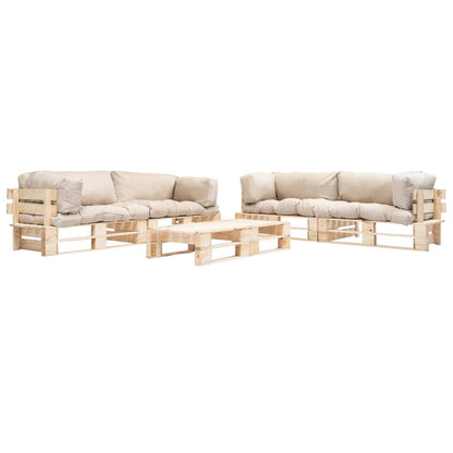 Set Divani da Giardino Pallet 6 pz con Cuscini Sabbia in Legno