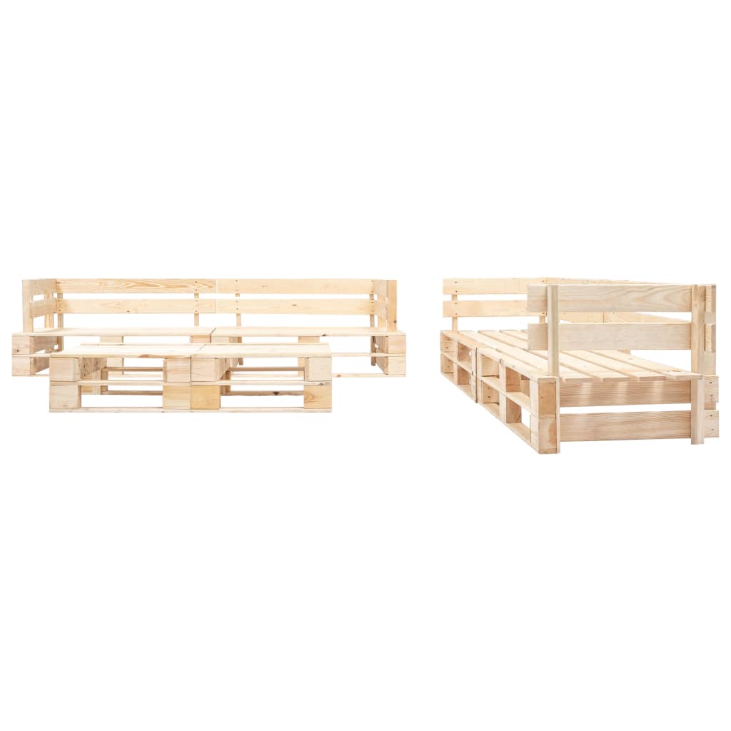Set Divani da Giardino Pallet 6 pz con Cuscini Sabbia in Legno