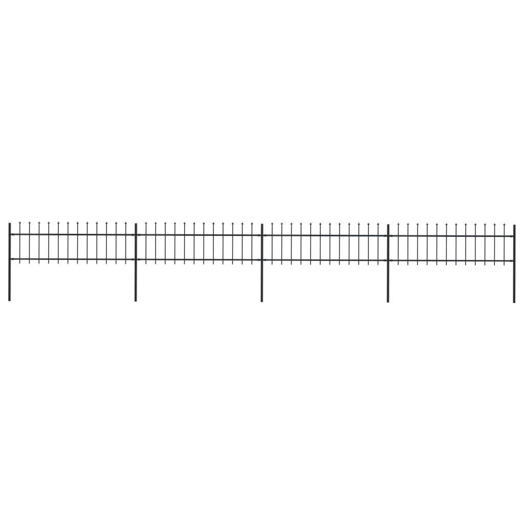 Recinzione da Giardino con Punta a Lancia Acciaio 6,8x0,6m Nera