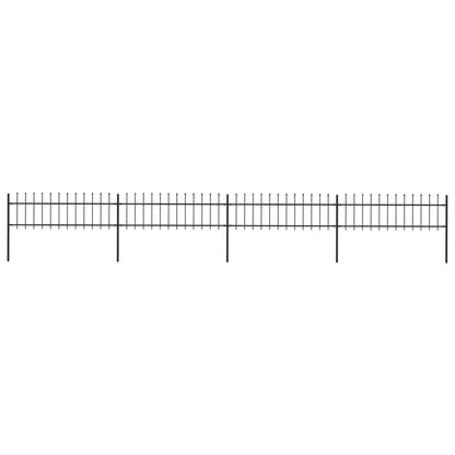 Recinzione da Giardino con Punta a Lancia Acciaio 6,8x0,6m Nera