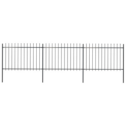 Recinzione da Giardino con Punta a Lancia Acciaio 5,1x1,2m Nera