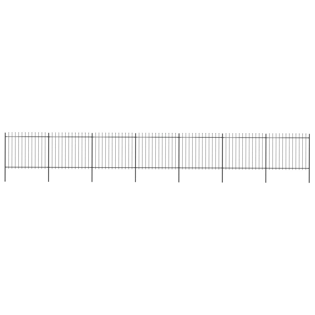 Recinzione Giardino con Punta a Lancia Acciaio 11,9x1,5m Nera