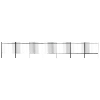 Recinzione Giardino con Punta a Lancia Acciaio 11,9x1,5m Nera