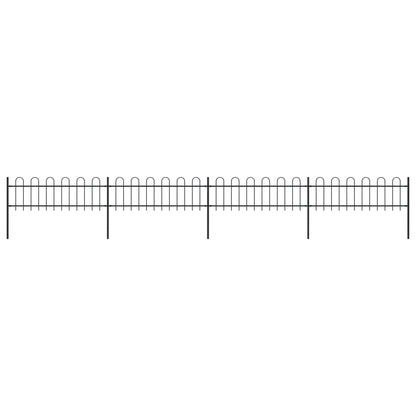 Recinzione da Giardino con Punta Tonda in Acciaio 6,8x0,6m Nera