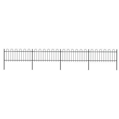 Recinzione da Giardino con Punta Tonda in Acciaio 6,8x0,8m Nera