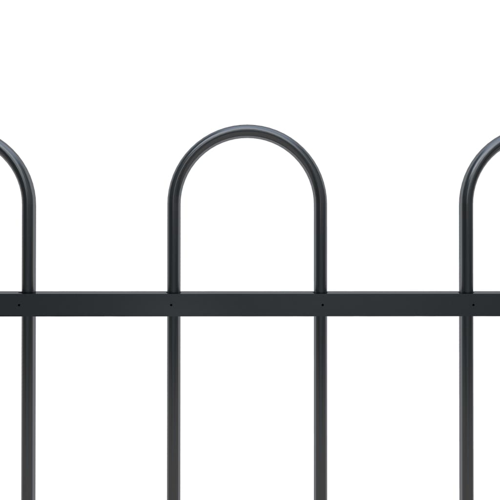 Recinzione Giardino con Punta Tonda Acciaio 10,2x0,8m Nera