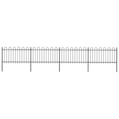 Recinzione da Giardino con Punta Tonda in Acciaio 6,8x1 m Nera