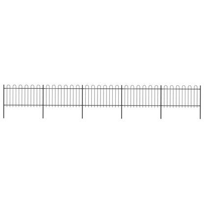Recinzione da Giardino con Punta Tonda in Acciaio 8,5x1m Nera