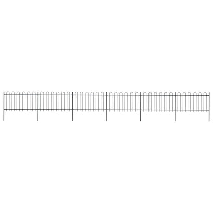 Recinzione da Giardino con Punta Tonda in Acciaio 10,2x1 m Nera