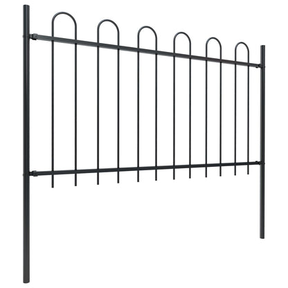 Recinzione da Giardino Punta Tonda Acciaio 11,9x1 m Nera