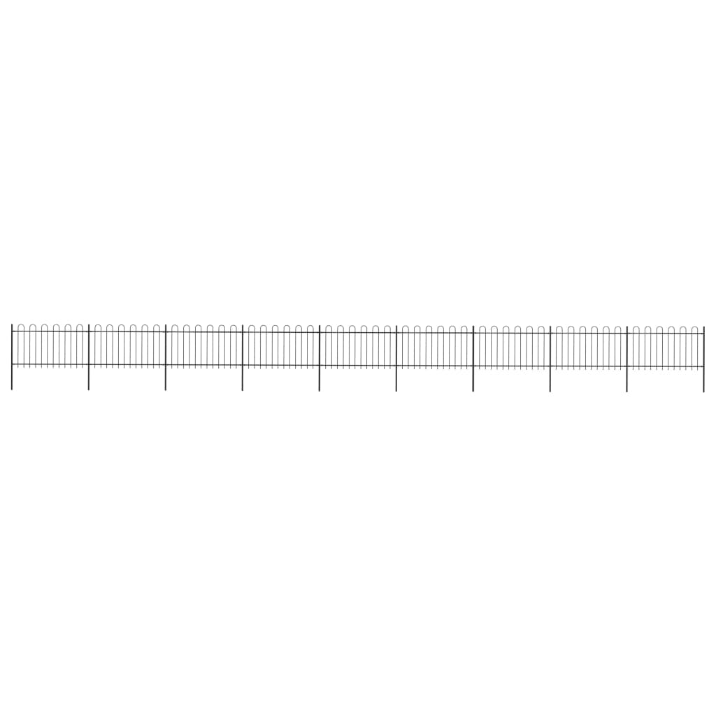 Recinzione da Giardino con Punta Tonda in Acciaio 15,3x1m Nera