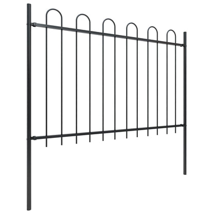 Recinzione da Giardino con Punta Tonda in Acciaio 6,8x1,2m Nera