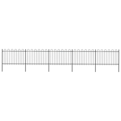 Recinzione Giardino con Punta Tonda in Acciaio 8,5x1,2 m Nera