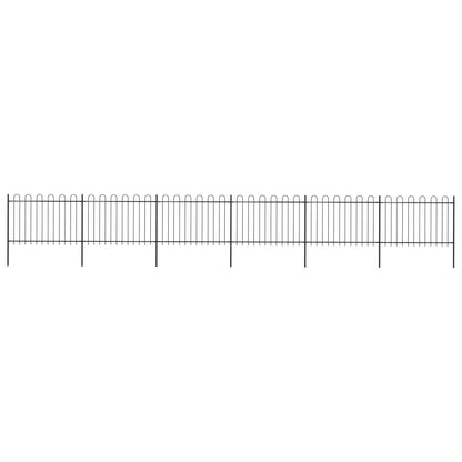 Recinzione da Giardino Punta Tonda in Acciaio 10,2x1,2m Nera