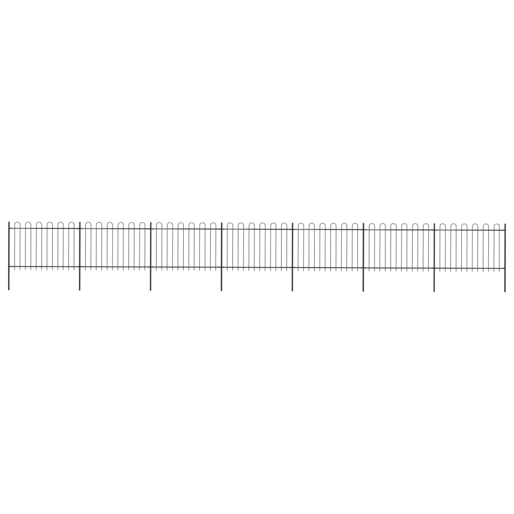 Recinzione Giardino Punta Tonda in Acciaio 11,9x1,2 m Nera