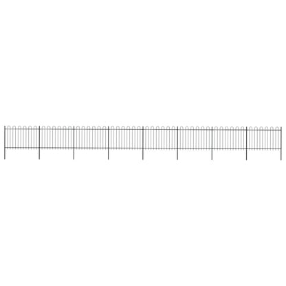 Recinzione Giardino con Punta Tonda in Acciaio 13,6x1,2m Nera