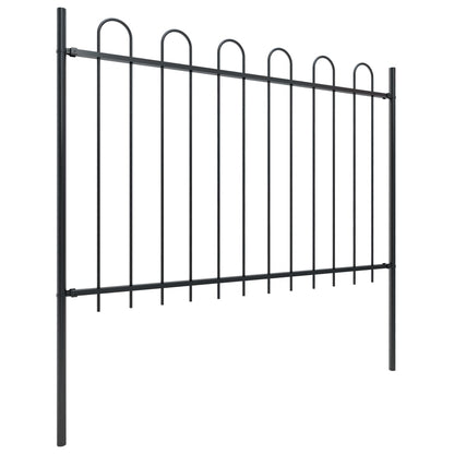 Recinzione da Giardino con Punta Tonda Acciaio 17x1,2m Nera