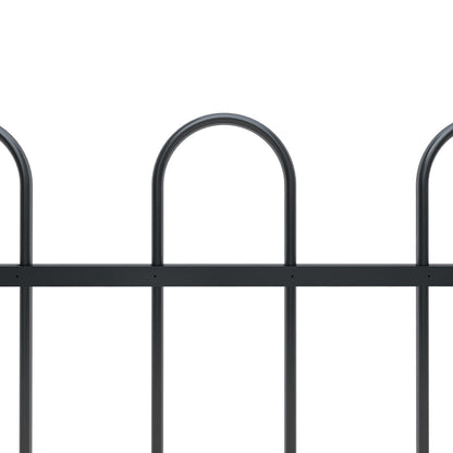 Recinzione da Giardino con Punta Tonda Acciaio 17x1,2m Nera