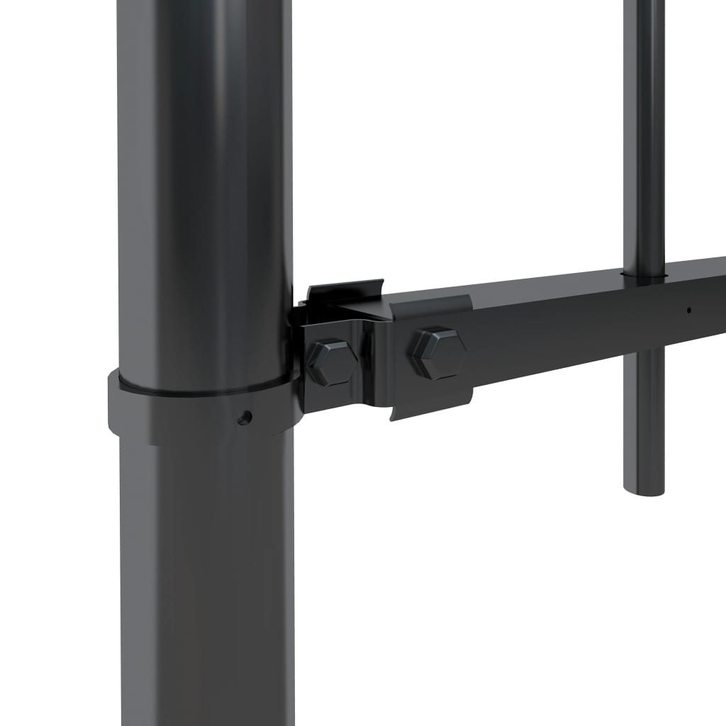 Recinzione da Giardino con Punta Tonda Acciaio 17x1,2m Nera