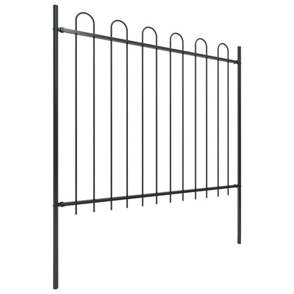 Recinzione Giardino con Punta Tonda in Acciaio 6,8x1,5m Nera