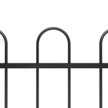 Recinzione da Giardino con Parte Superiore ad Anello in Acciaio 892,5x150 cm Nero