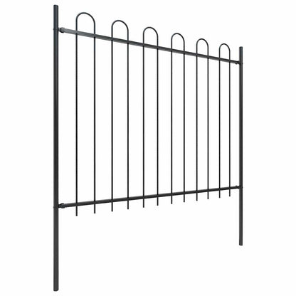 Recinzione da Giardino con Parte Superiore ad Anello in Acciaio 1248x150 cm Nero