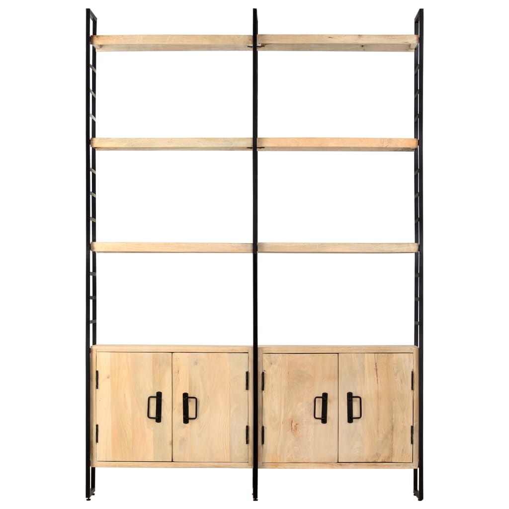 Libreria a 4 Livelli Legno Massello di Mango 124x30x180 cm