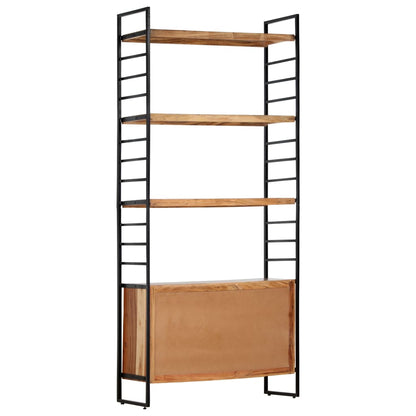 Libreria a 4 Livelli 80x30x180 cm in Legno Massello di Acacia