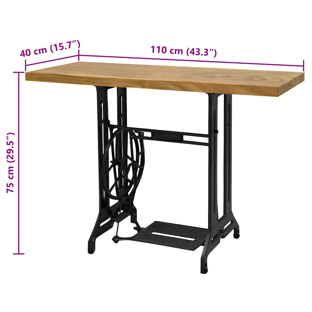 Tavolo Consolle Stile Macchina da Cucire 110x40x75 cm