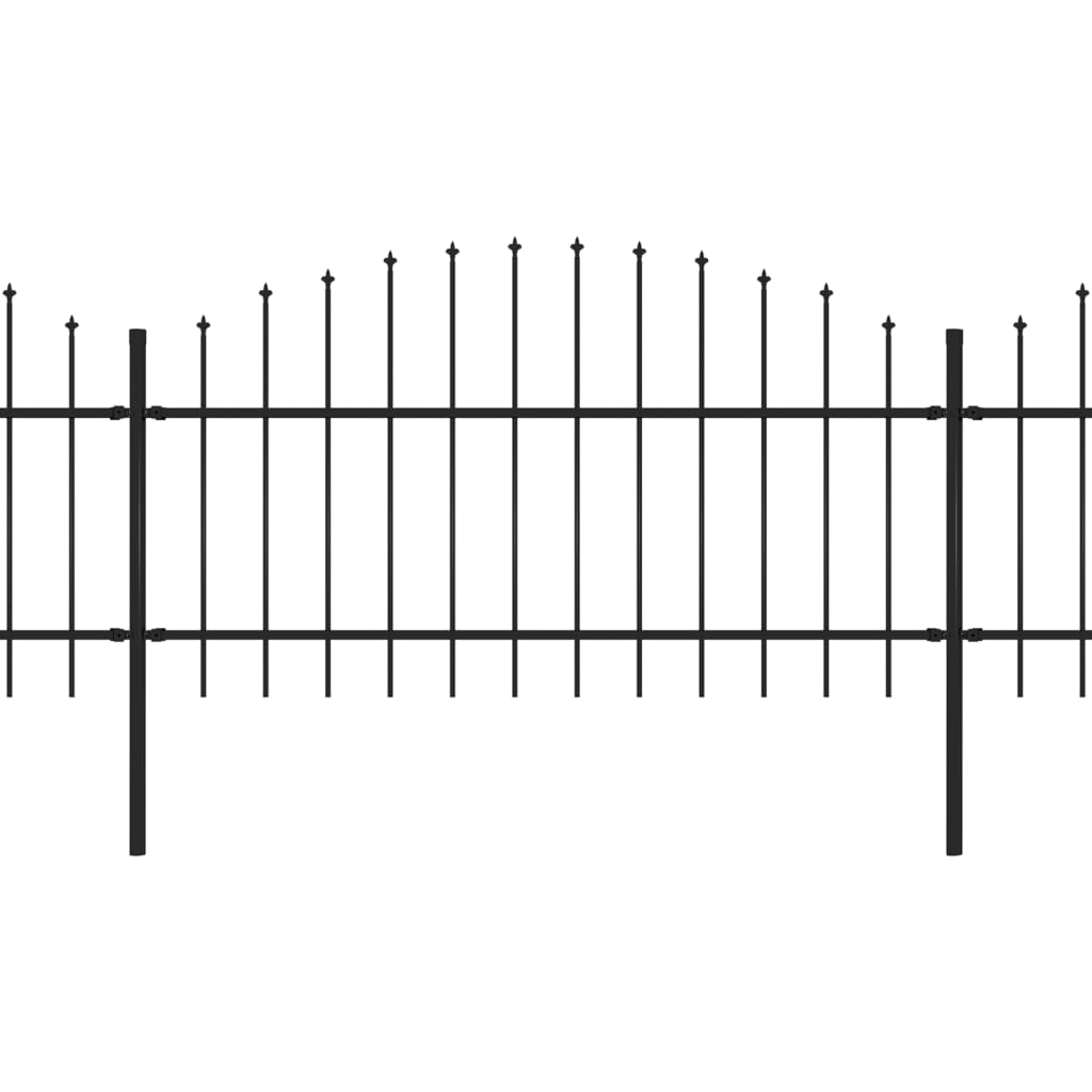 Recinzione Giardino Punta a Lancia (1-1,25)x3,4m Acciaio Nero