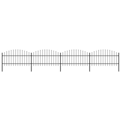 Recinzione Giardino Punta a Lancia (1-1,25)x6,8m Acciaio Nero