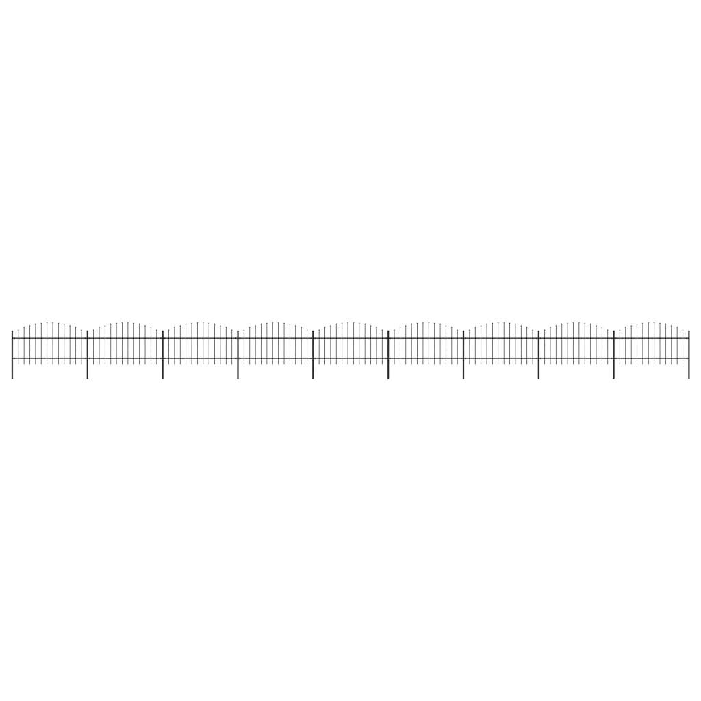Recinzione Giardino Punta a Lancia (1-1,25)x15,3cm Acciaio Nero