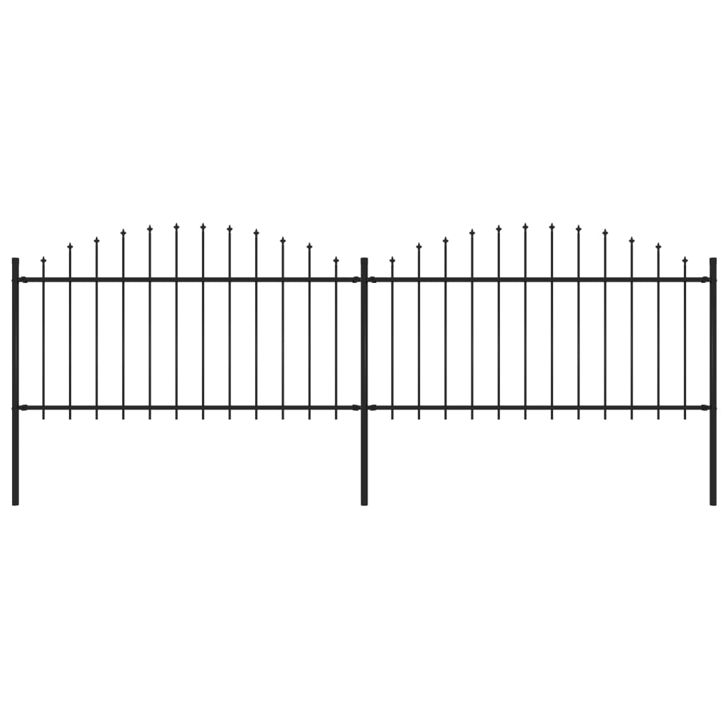Recinzione Giardino Punta a Lancia (1,25-1,5)x3,4m Acciaio Nero