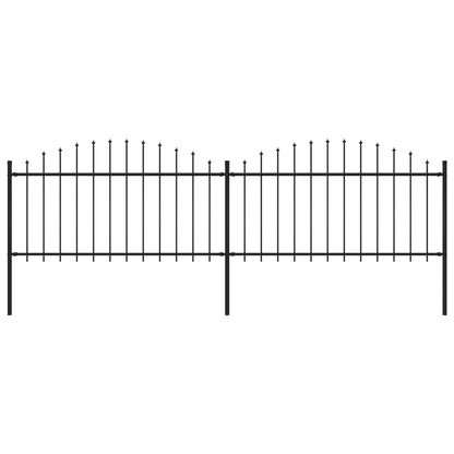 Recinzione Giardino Punta a Lancia (1,25-1,5)x3,4m Acciaio Nero