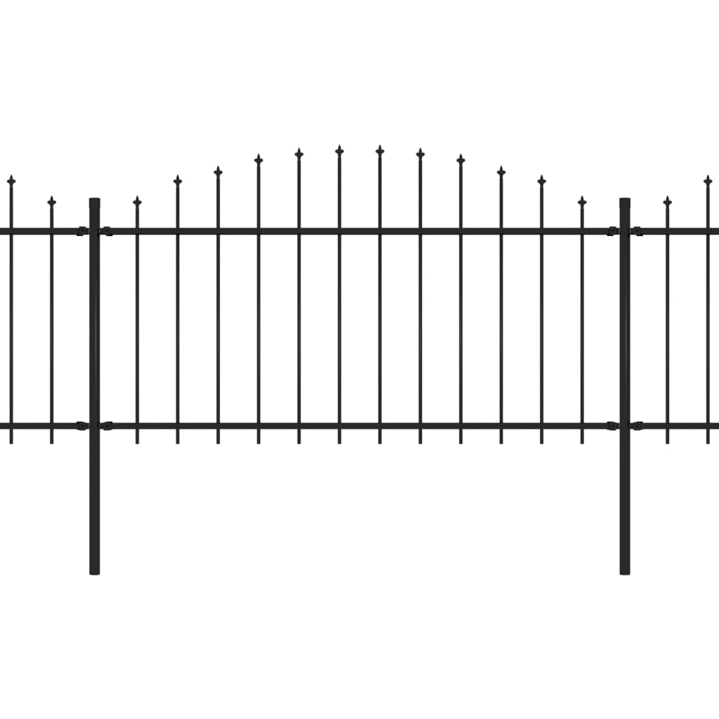Recinzione Giardino Punta a Lancia (1,25-1,5)x3,4m Acciaio Nero